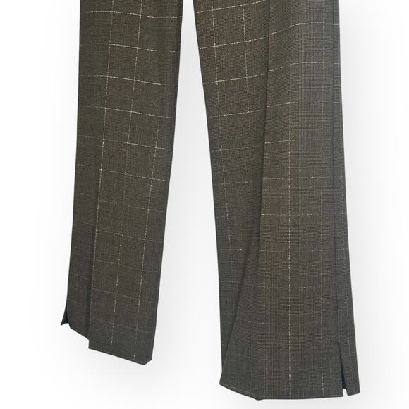 Vintage BCBGMAXAZRIA Wool Blend Metallic Gold Check Dress Pants Straight Leg - Picture 6 of 11